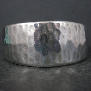 Vintage Mexican Sterling Hammered Cuff Bracelet 6.5 Inches