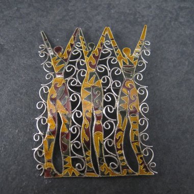 Celebrating Women Brooch Vintage Sterling Silver and Enamel