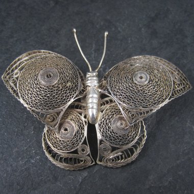 Estate Spun Sterling Butterfly Brooch