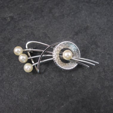Estate Sterling Pearl Brooch Curtis Jewelry
