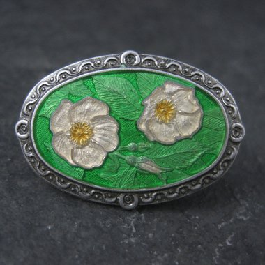 Vintage Enamel Floral Lapel Pin J&W Canada