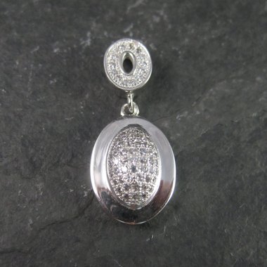 Vintage Sterling Oval Diamond Pendant
