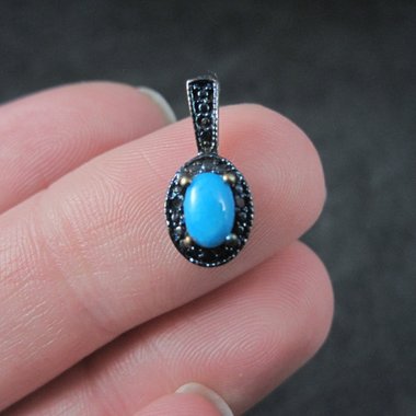 Small Sterling Turquoise Blue Diamond Pendant