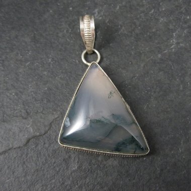 Vintage Sterling Moss Agate Pendant