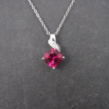 Retro 90s Sterling Synthetic Pink Sapphire Pendant