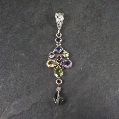 Long Estate Sterling Gemstone Pendant