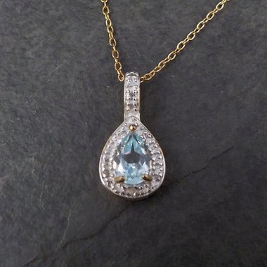 Vintage Vermeil Sterling Topaz Pendant Necklace