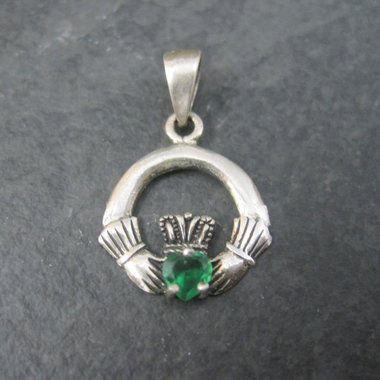 Sterling Claddagh Pendant May Birthstone