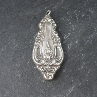 Ornate Sterling Silverware Flatware Rose Pendant