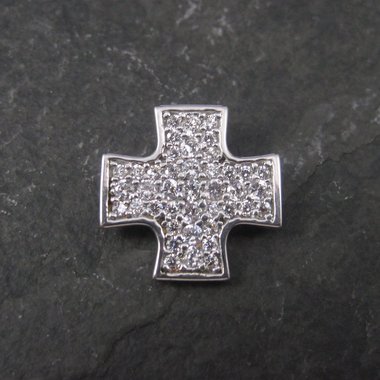 Retro Sterling Cz Maltese Cross Pendant