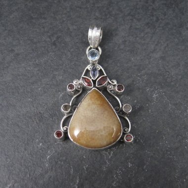 Large Jasper Garnet Topaz Pendant