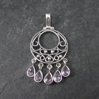 Vintage Sterling Filigree Amethyst Pendant