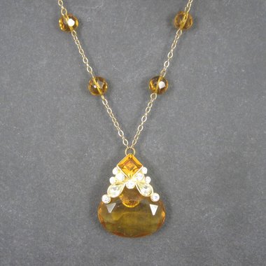 Vintage Golden Glass Necklace Roxanne Assoulin