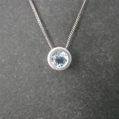 Tiny Sterling Blue Topaz Pendant Necklace