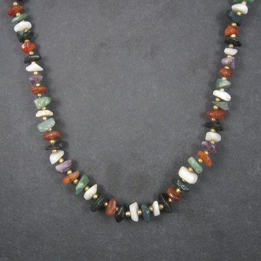 Vintage Gemstone Bead Necklace 24 Inches