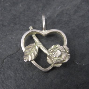 Sterling Diamond Cut Heart Rose Pendant