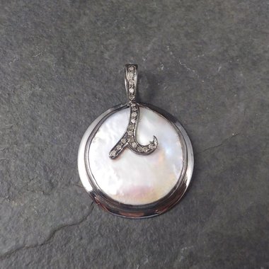 Vintage Sterling Diamond Baroque Mabe Pearl Pendant