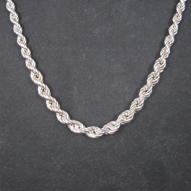 Graduated Italian Sterling Twisted Rope Chain 18 Inches