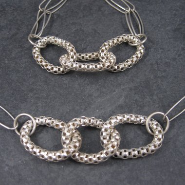Vintage Modern Sterling Necklace Bracelet Jewelry Set