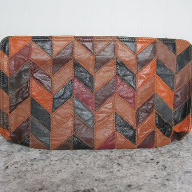Vintage 1960s Leather Clutch Handbag Large 8x14"