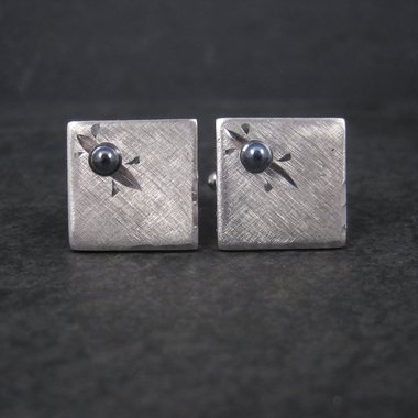 Estate Shields Silver Hematite Cufflinks