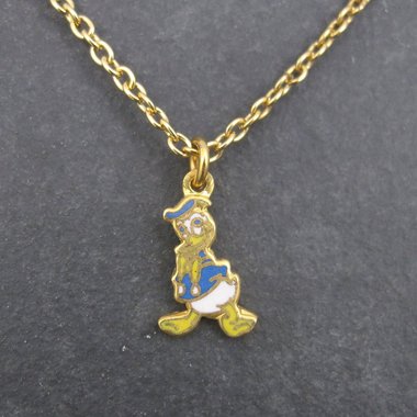 Vintage Donald Duck Pendant Necklace Kids Licensed Disney Enamel