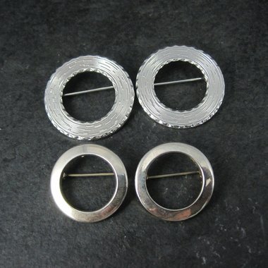 Lot of 4 Silver Tone Circle Brooches New Old Stock