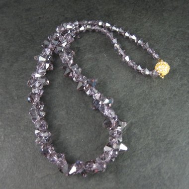 Purple Crystal Bead Necklace 17 Inches
