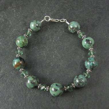 Green Chrysocolla Crystal Bracelet 7.5 Inches