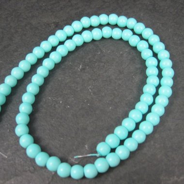 6mm Round Aqua Glass Beads 15.5"