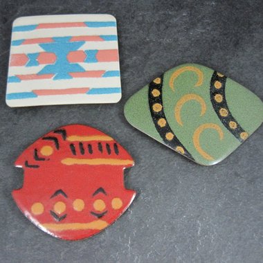 Large Vintage Copper Enamel Bolo Slide Supply Lot of 4 New Old Stock