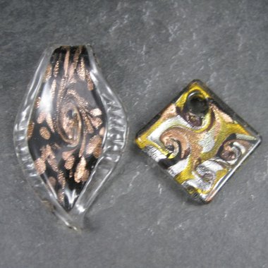 Destash Lot of 2 Murano Style Art Glass Pendants