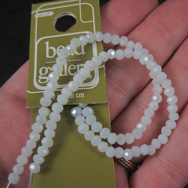 White Faceted Glass Beads 3mm 10" Strand