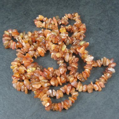 Carnelian Chip Beads 34 Inch Strand 5-10mm