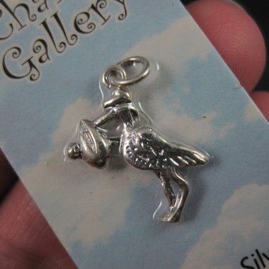 Silver Plated Stork Charm