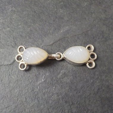 Sterling 3 Strand Carved Quartz Hook Clasp