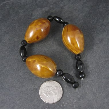 Large Brown Black Ceramic Beads Strand