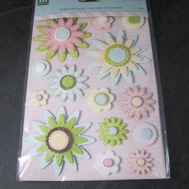 Making Memories Garden Party Dimensional Glitter Flower Stickers
