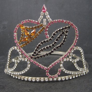Large 4 Inch Vintage Beauty Queen Pageant Rhinestone Crown Tiara