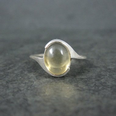 Vintage Sterling Citrine Cabochon Ring Sizes 6 & 7