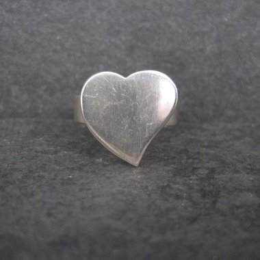 90s Vintage Sterling Silver Heart Ring Size 7.5