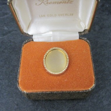 Vintage Krementz Oval Tie Tack Gold Plated New Old Stock