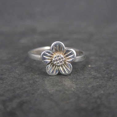 Dainty Italian Sterling Silver Flower Ring New Old Stock 1990s Multiple Sizes Available