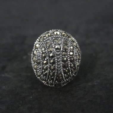 Vintage Sterling Marcasite Dome Ring Size 8