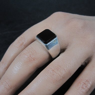 Vintage Mens Sterling Onyx Ring Sizze 9