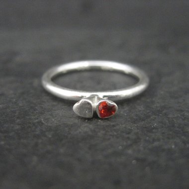 Dainty Stackable Sterling Red Heart Ring Size 7.25