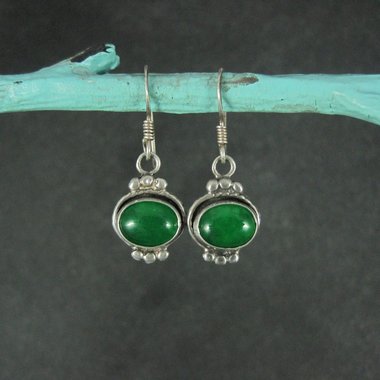 Vintage Sterling Chrysoprase Earrings