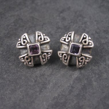 Vintage Sterling Amethyst Earrings