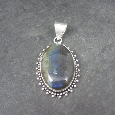 Large Vintage Sterling Labradorite Pendant