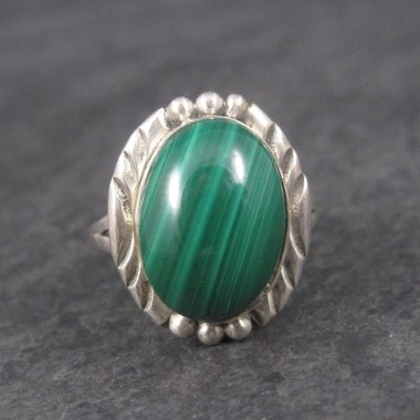 Vintage Navajo Sterling Malachite Ring Size 7